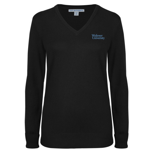 Womens Black VNeck Sweater - Primary Mark