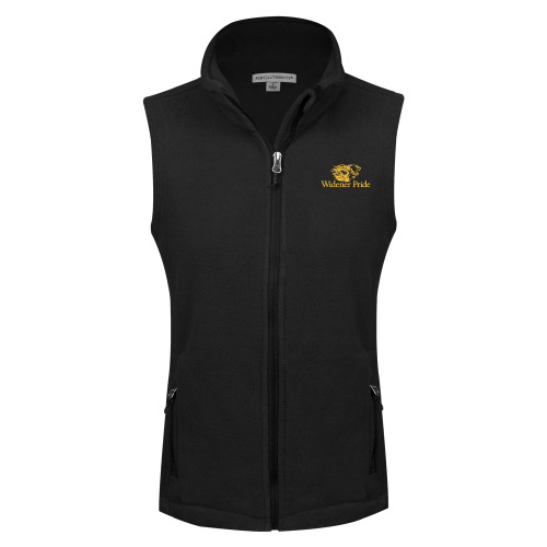  Womens Black Fleece Full Zip Vest - Widener Pride