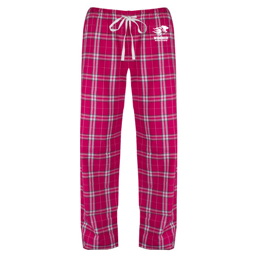  Womens Dark Fuchsia/White Flannel Pajama Pant - Widener Athletics
