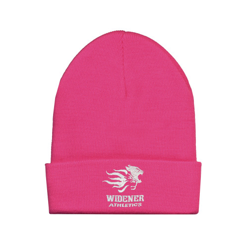  Fleece Lined Neon Pink Knit Beanie - Widener Athletics