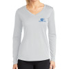 Thumbnail image for  Womens White Performance Long Sleeve V Neck Shirt