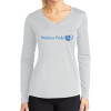 Thumbnail image for  Womens White Performance Long Sleeve V Neck Shirt