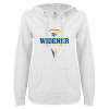 Thumbnail image for  ENZA Womens White V Notch Raw Edge Fleece Hoodie