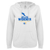 Thumbnail image for  ENZA Womens White V Notch Raw Edge Fleece Hoodie