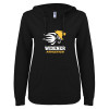 Thumbnail image for  ENZA Womens Black V Notch Raw Edge Fleece Hoodie