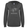 Thumbnail image for  ENZA Womens Dark Heather V Notch Raw Edge Fleece Hoodie