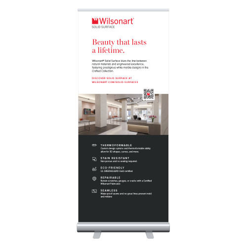 33.5 x 80 Vertical Banner including Silver Retractable Banner Stand-Crafted