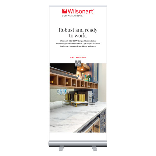 33.5 x 80 Vertical Banner including Silver Retractable Banner Stand-Compact Commercial