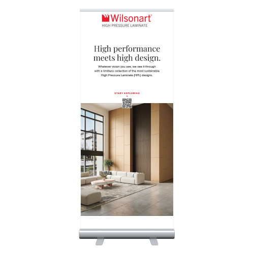 33.5 x 80 Vertical Banner including Silver Retractable Banner Stand-HPL Commercial