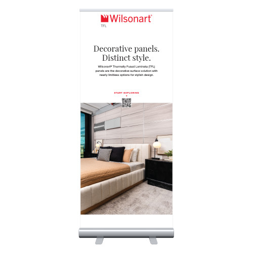 33.5 x 80 Vertical Banner including Silver Retractable Banner Stand-TFL Commercial