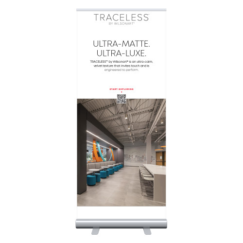 33.5 x 80 Vertical Banner including Silver Retractable Banner Stand-Traceless Commercial