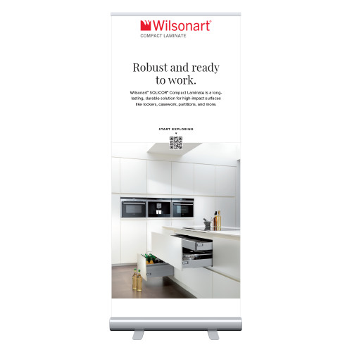 33.5 x 80 Vertical Banner including Silver Retractable Banner Stand-Compact Residential