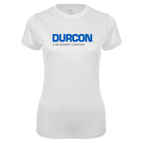 Womens White Performance Tee-Durcon A Wilsonart Company