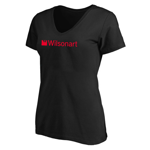 Womens Plus Black V Neck T Shirt-Wilsonart