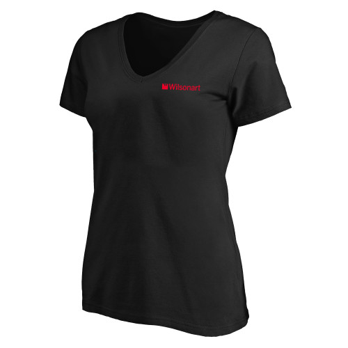 Womens Plus Black V Neck T Shirt-Wilsonart