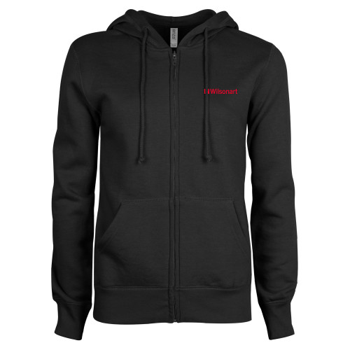 ENZA Womens Black Fleece Full Zip Hoodie-Wilsonart