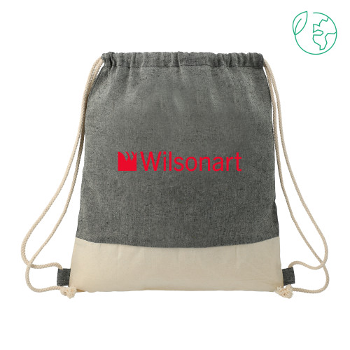 Split Recycled Cotton Natural/Black Drawstring Bag-Wilsonart