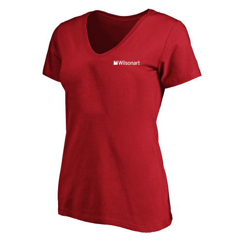 Womens Plus Red V Neck T Shirt-Wilsonart