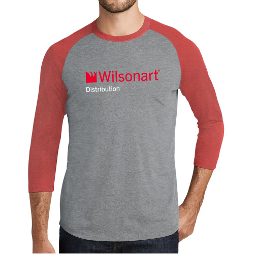 Grey/Red Heather Triblend Baseball Raglan Tee-Wilsonart Distribution