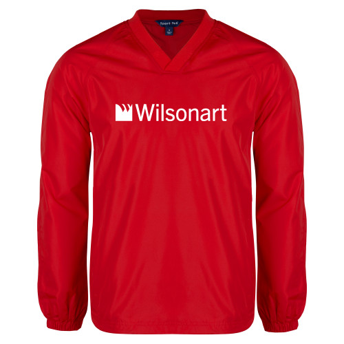 Red V Neck Raglan Windshirt-Wilsonart