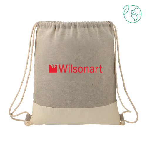 Split Recycled Cotton Grey/Natural Drawstring Bag-Wilsonart