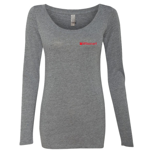 Next Level Womens Heather Grey Triblend Long Sleeve Scoop Tee-Wilsonart