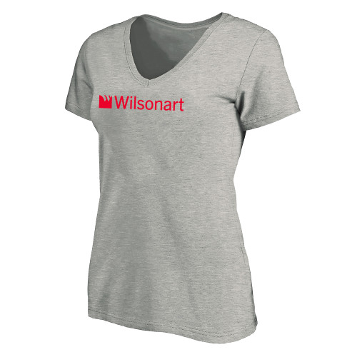 Womens Plus Heather Grey V Neck T Shirt-Wilsonart