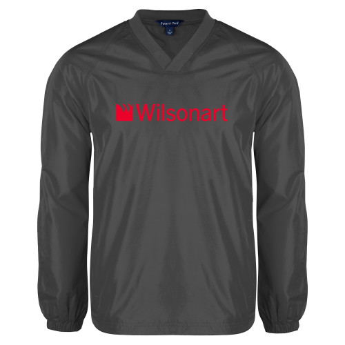Charcoal V Neck Raglan Windshirt-Wilsonart