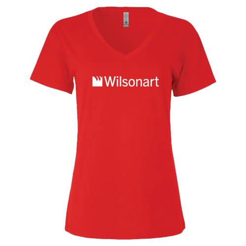 Next Level Womens Red Cotton V Neck Tee-Wilsonart