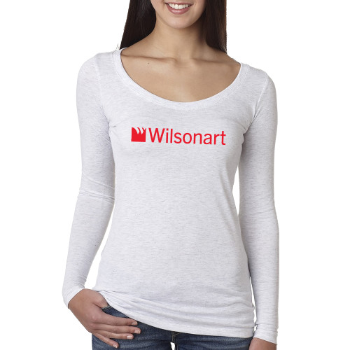 Next Level Womens Heather White Triblend Long Sleeve Scoop Tee-Wilsonart