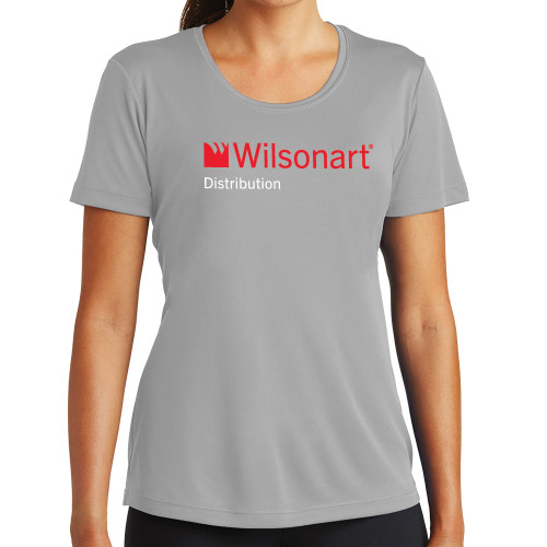 Womens Grey Performance Short Sleeve Tee-Wilsonart Distribution