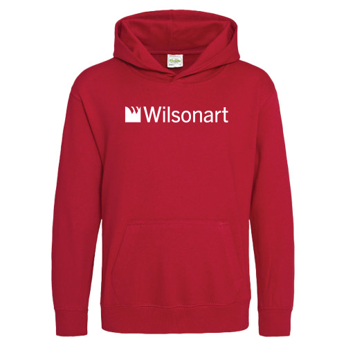 Just Hoods Youth Fire Red College Fleece Pullover Hoodie-Wilsonart