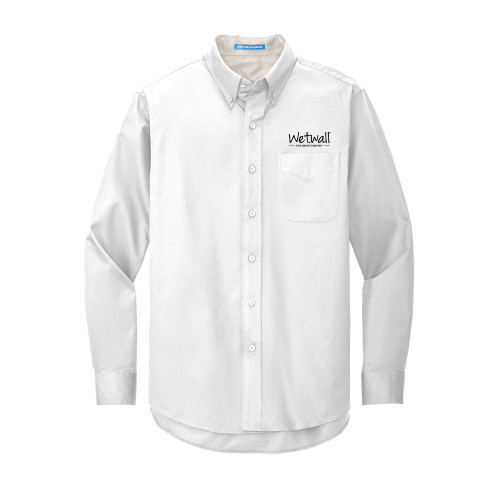 White Twill Button Down Long Sleeve-Wetwall