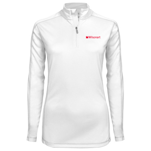 Syntrel Womens White Interlock 1/4 Zip-Wilsonart