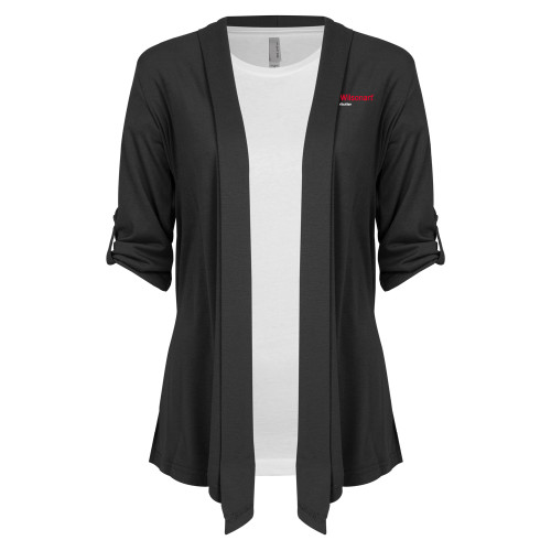 Womens Grey Drape Front Cardigan Sweater-Wilsonart Distribution