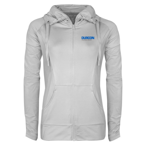 Womens White Sport Wick Stretch Full Zip Jacket-Durcon A Wilsonart Company