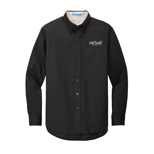 Black Twill Button Down Long Sleeve-Wetwall