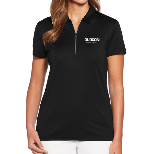 Callaway Womens Black Tulip Sleeve Zip Polo-Durcon A Wilsonart Company