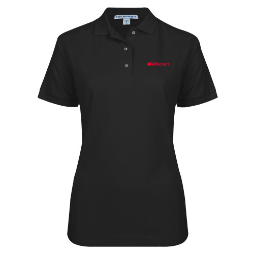 Womens Silk Touch Black Pique Polo-Wilsonart