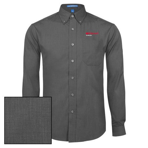 Dark Charcoal Poplin Crosshatch Long Sleeve Button Down-Wilsonart Distribution