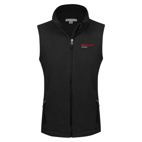 Womens Black Fleece Full Zip Vest-Wilsonart Distribution