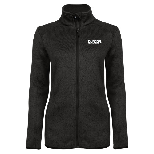 Womens Black Heather Fleece Jacket-Durcon A Wilsonart Company