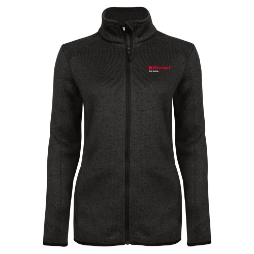 Womens Black Heather Fleece Jacket-Wilsonart Distribution