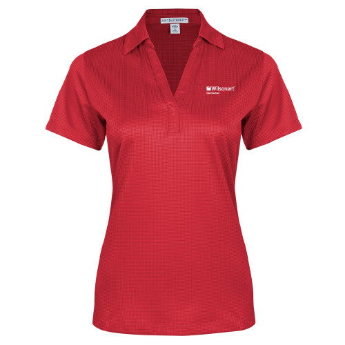 Womens Red Performance Fine Jacquard Polo-Wilsonart Distribution
