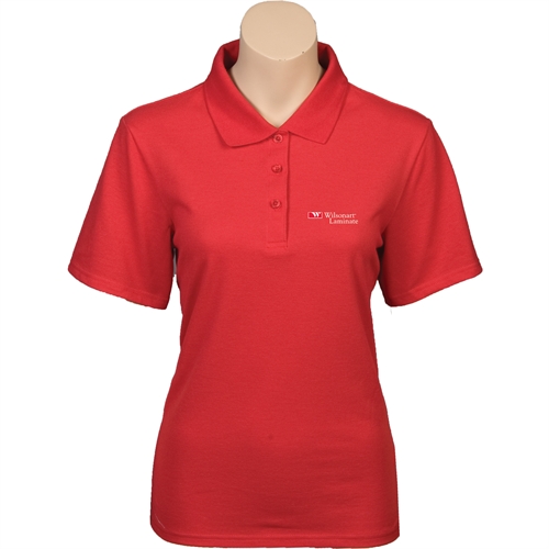 Womens Silk Touch Red Pique Polo-Wilsonart Distribution