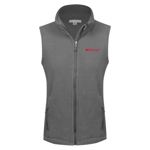 Womens Charcoal Fleece Full Zip Vest-Wilsonart