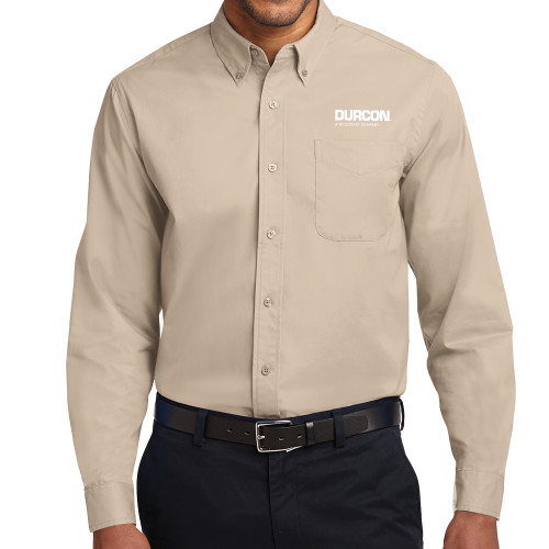 Khaki Twill Button Down Long Sleeve-Durcon A Wilsonart Company