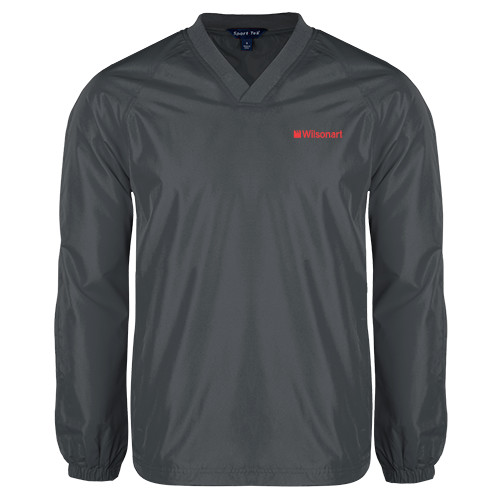 Charcoal V Neck Raglan Windshirt-Wilsonart
