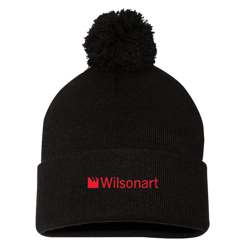 Sportsman Black Pom Pom Cuffed Beanie-Wilsonart
