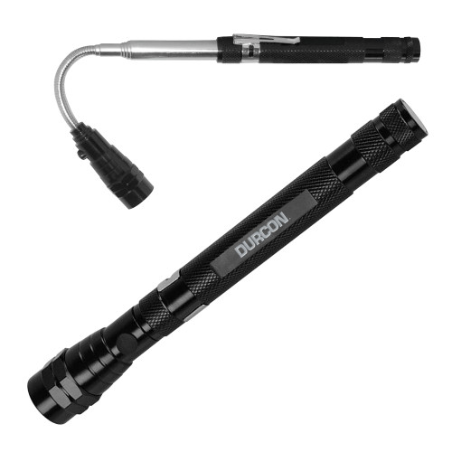 Telescoping Black Flex Flashlight-Durcon Engraved